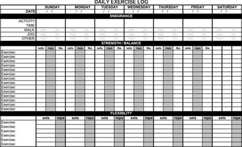 daily exercise  running log templates