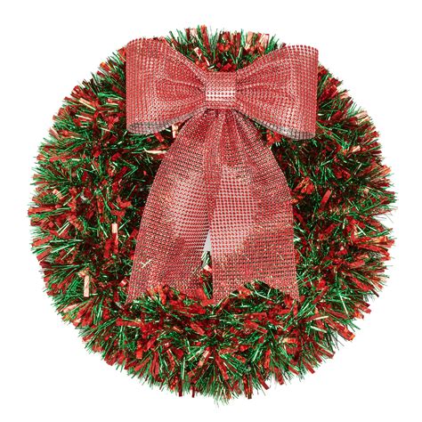 Holiday Time Greenred Tinsel Wreath 20