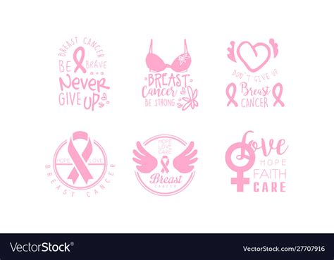 Set Logos In Support Cancer Patients Royalty Free Vector