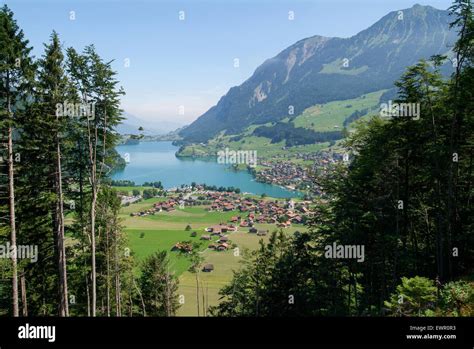 Lake Lungern Valley From Brunig Pass Switzerland Stock Photo Alamy