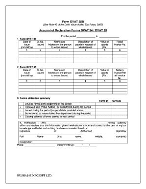 Fillable Online Form Dvat B See Rule Of The Delhi Value Added Tax