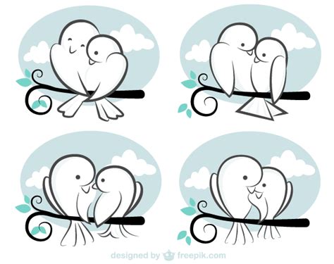 Valentines Day Vector Cute Cartoon Love Birds Image