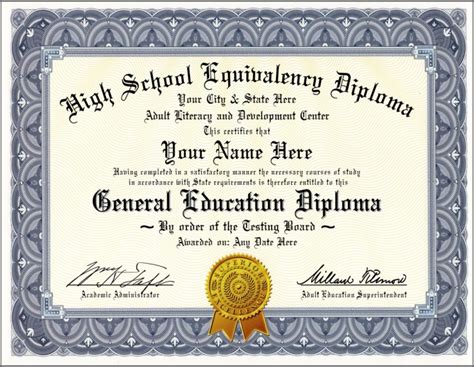Ged General Education Diploma High School Equivalency Blue Very