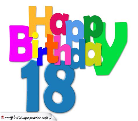 18 Geburtstag Happy Birthday Geburtstagskarte Mit Bunten Buchstaben