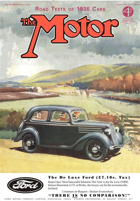 Motor Magazine Cover December 3rd 1935 Retro Car Illustration