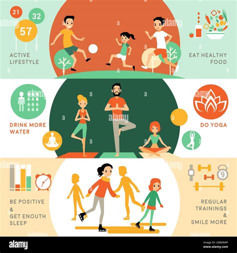 Active Healthy Lifestyle Horizontal Banners With People And Different