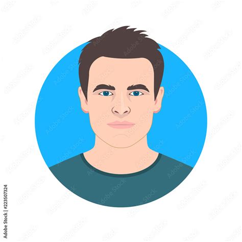 Male Avatar Icon Or Portrait Handsome Young Man Face Vector Illustration Stock Vector Adobe