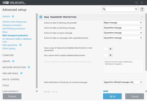 Mail Transport Protection Eset Mail Security Eset Online Help
