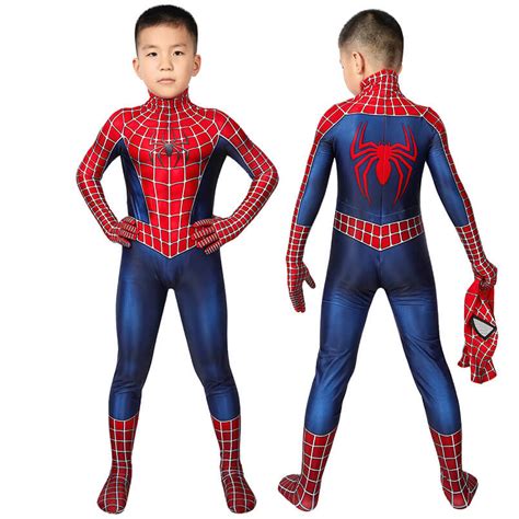 Kids Boys Peter Parker Cosplay Classic Spiderman Costume Jumpsuits In