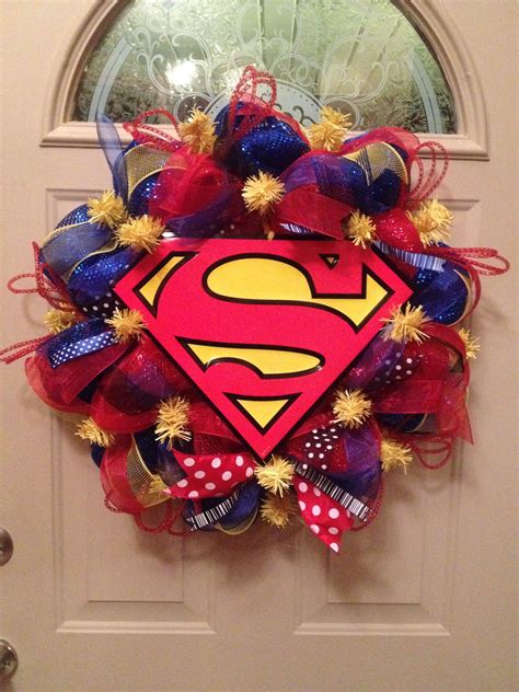 Superman Superhero Mesh Wreath Superhero Christmas Deco Mesh Wreaths