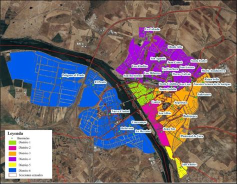 Plano Urbano De Mérida Distritos Barriadas Y Secciones Censales