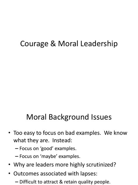 Courage And Moral Leadership Pdf Servant Leadership Leadership