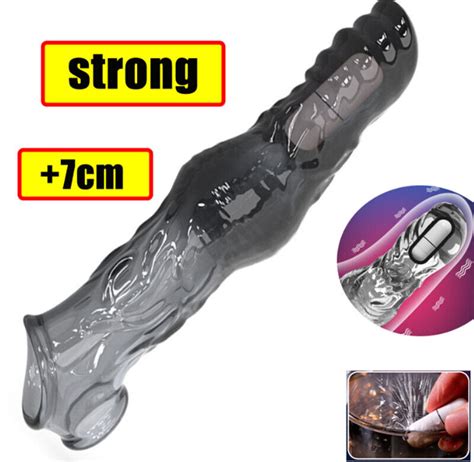 Bigger Penis Extender Enlarger Girth Enhancer Realistic Sleeve Man Condom Sheath Ebay