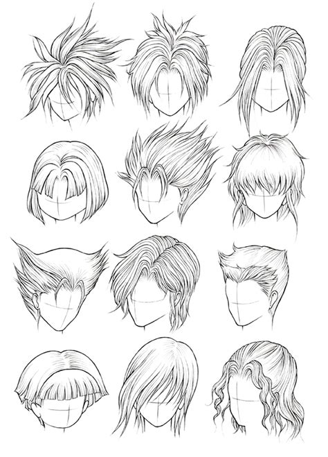 Male Anime Hairstyles Drawing At Paintingvalley 画 色 人物