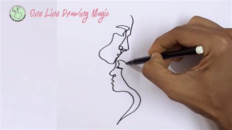 One Line Drawing Couple Forehead Kiss How To Draw Forehead Kiss In