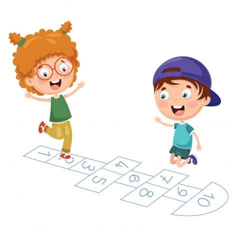 Premium Vector Vector Illustration Of Kids Playing Hopscotch