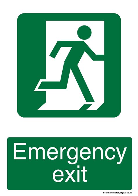 Emergency Exit Health And Safety Signs