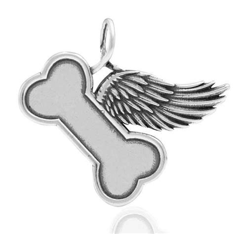 Sterling Silver Heaven Isnt So Far Away Dog Bone With Angel Wing