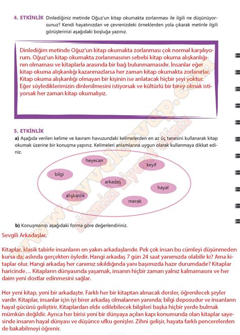 6 sinif turkce ders kitabi cevaplari sayfa 184 meb yayinlari Ödev Zamanı