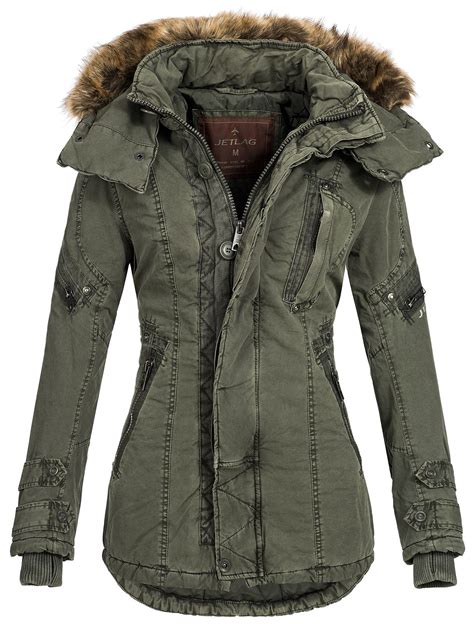 Jet Lag Damen Winterjacke Parka Wintermantel Gefüttert Kapuze Mantel Sw