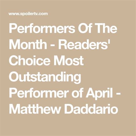 Performers Of The Month Readers Choice Most Outstanding Performer Of