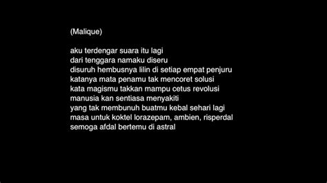 Download lagu pejamkan mata malique dan streaming kumpulan lagu pejamkan mata malique mp3 terbaru gratis dan mudah dinikmati, video klip pejamkan mata detail pejamkan mata malique mp3 dapat kamu nikmati dengan cara klik tombol download mp3 di bawah, dan untuk link download lagu. Malique - Pejamkan Mata (feat. Dayang Nurfaizah) [Official ...