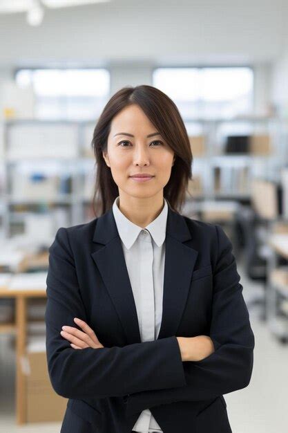Premium AI Image Businessperson Female Asian Middle Aged Confident Pose