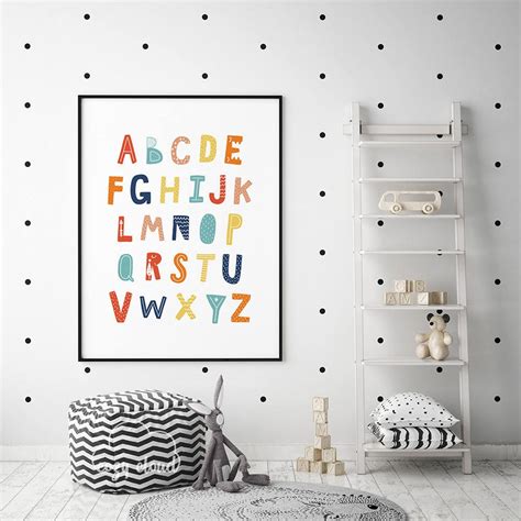 Alphabet Poster Nursery Decor Abc Wall Art Alphabet Wall Etsy Abc