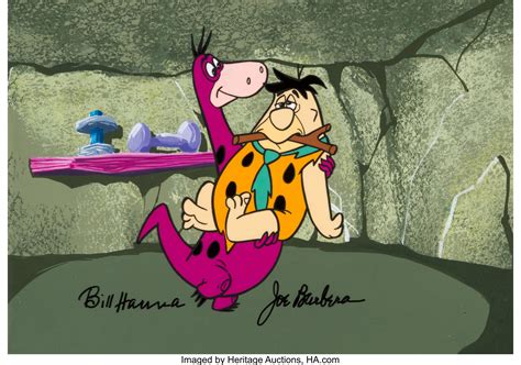 The Flintstones Fred And Dino Signed Production Cel And Painted Lot 96045 Heritage Auctions