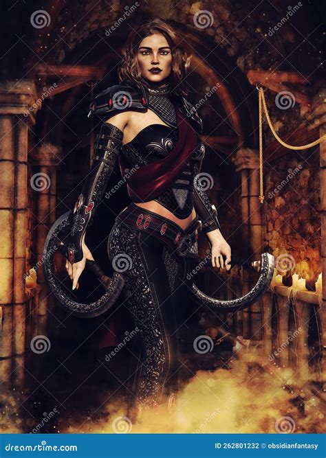 Female Rogue With Fantasy Blades Stock Illustration Illustration Of