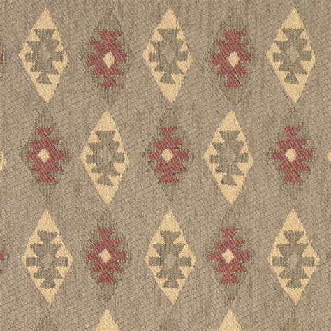 Green Gold And Burgundy Diamond Southwestern Upholstery Fabric By The