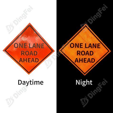 One Lane Road Ahead Work Zone Reflective Roll Up Traffic Sign