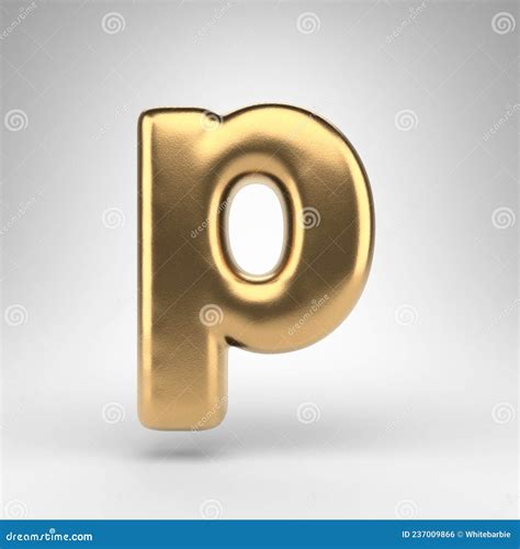 Letter P Lowercase On White Background Golden 3d Letter With Gloss