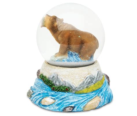 Grizzly Bear Stone Snow Globe Cota Global