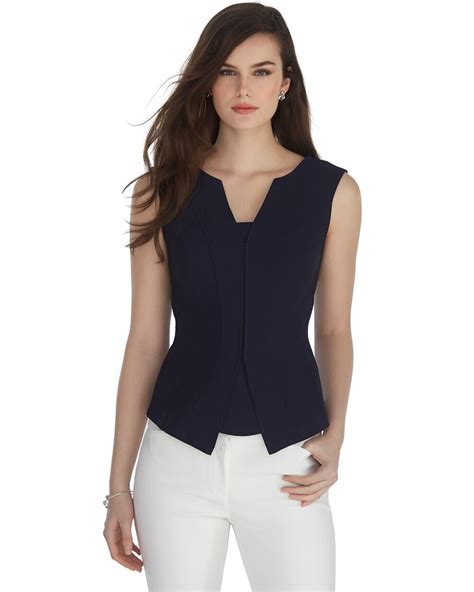 Seamed Navy Peplum Bodice Top Shop Womens New Arrivals Collection