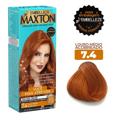 Tintura Maxton Ruiva Mais Atrevida Kit Pratico Economico 74 Louro Médio Acobreado Tinta