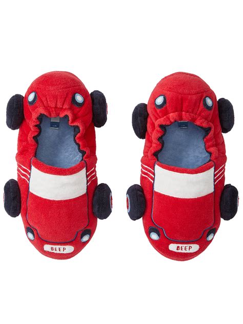 John Lewis Childrens Racing Car Slippers Red At John Lewis And Partners