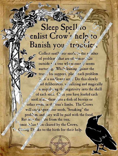 Sleep Spell To Enlist Crows Help To Banish Your Troubles Page For