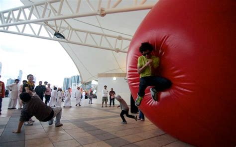 Interactive Giant Red Ball Abu Dhabi Michigan Artists Public Art