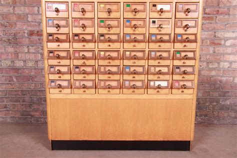 Midcentury Maple 72 Drawer Library Card Catalog Cabinet Circa 1940s At