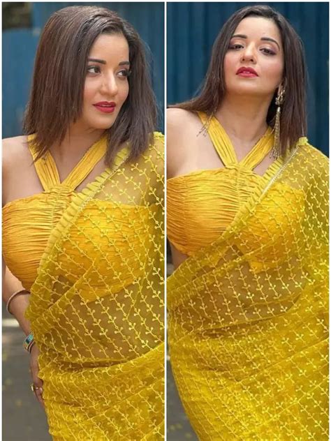 monalisa s impressive pics in yellow saree times of india