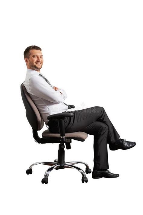 Successful Man Sitting On The Office Chair Stock Photo Image Of Happy