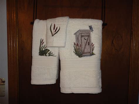 Rustic Outhouse Embroidered Towels Order Sets Or Individually Pick