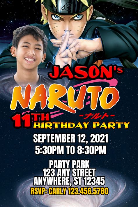 Naruto Anime Kids Party Invitations To Personalized 4x6 Etsy