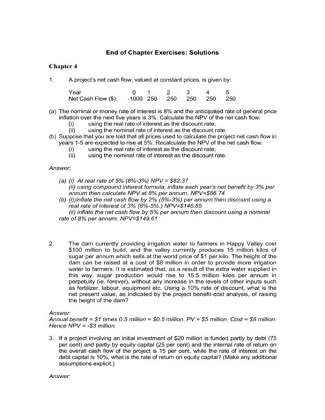 End Of Chapter Exercises Solutions