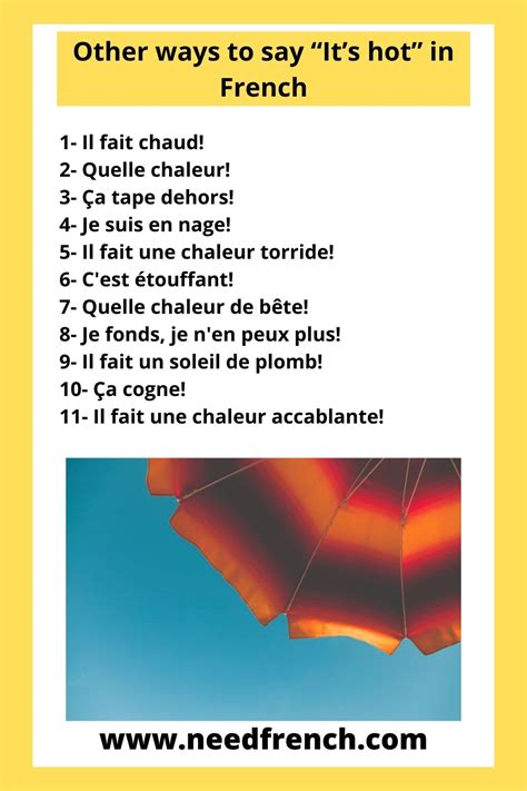 11 Other Ways To Say Its Hot In French Il Fait Chaud Needfrench