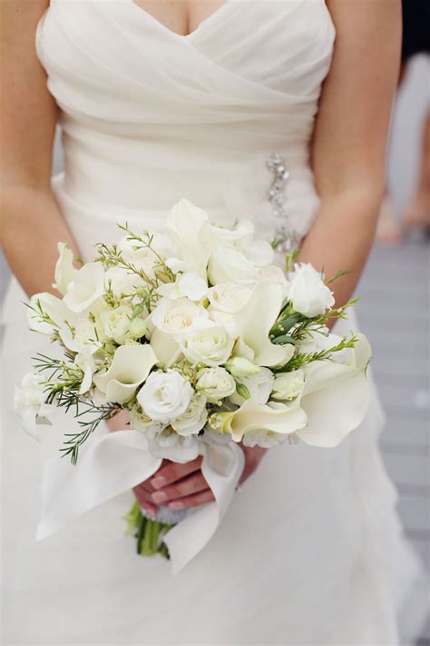 Classic White Rose And Calla Lily Bouquet