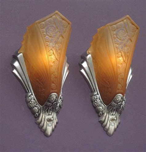 Pair of art deco bronze and opaline glass wall sconces. Art Deco Sconces with Original Slip Shades, circa 1928 For Sale at 1stdibs