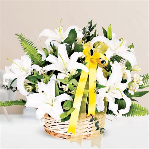 Send Flowers Turkey White Casablanca Lilium Basket From 73usd