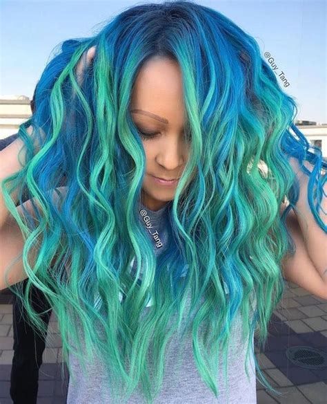 30 Cool Summer Rainbow Hair Color Ideas Blue Ombre Hair Hair Styles